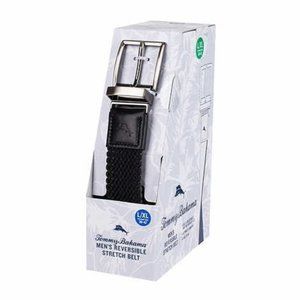 Tommy Bahama Men's Stretch Braided Reversible Belt Black Gray